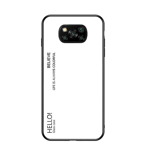 Custodia Silicone Specchio Laterale Sfumato Arcobaleno Cover LS1 per Xiaomi Poco X3 NFC Bianco