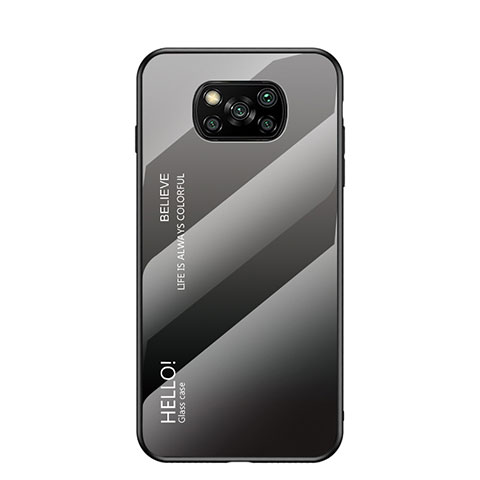 Custodia Silicone Specchio Laterale Sfumato Arcobaleno Cover LS1 per Xiaomi Poco X3 NFC Grigio Scuro