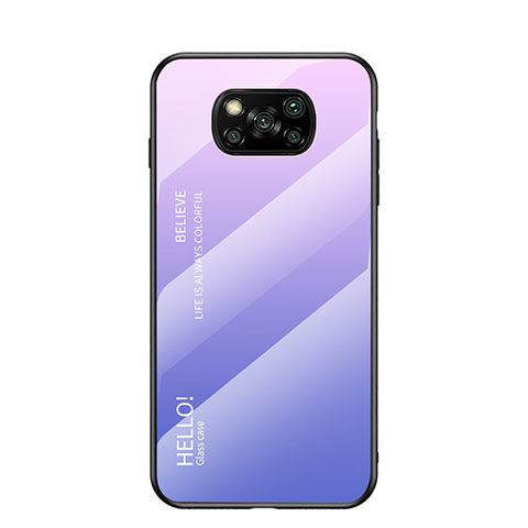 Custodia Silicone Specchio Laterale Sfumato Arcobaleno Cover LS1 per Xiaomi Poco X3 NFC Lavanda