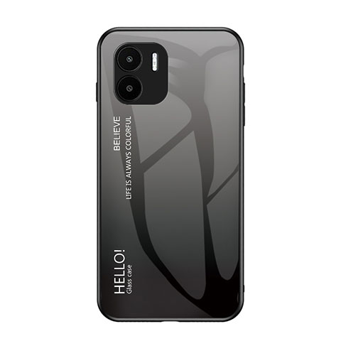 Custodia Silicone Specchio Laterale Sfumato Arcobaleno Cover LS1 per Xiaomi Redmi A2 Plus Grigio Scuro