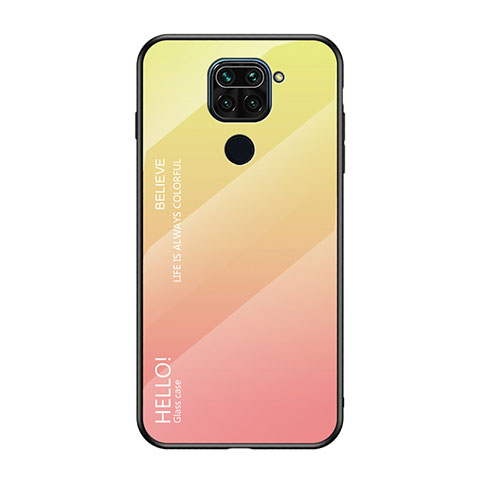 Custodia Silicone Specchio Laterale Sfumato Arcobaleno Cover LS1 per Xiaomi Redmi Note 9 Giallo