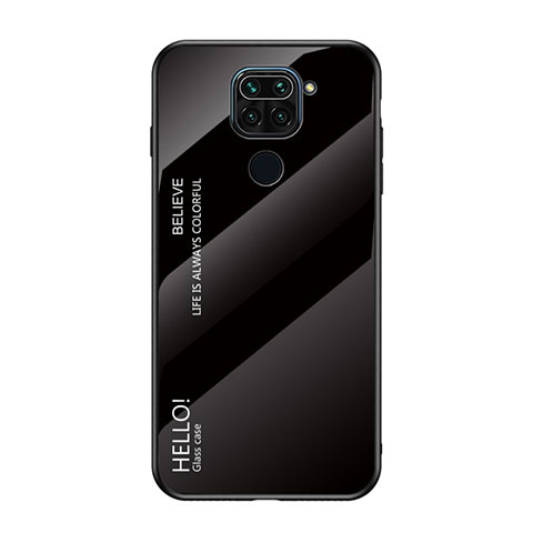 Custodia Silicone Specchio Laterale Sfumato Arcobaleno Cover LS1 per Xiaomi Redmi Note 9 Nero