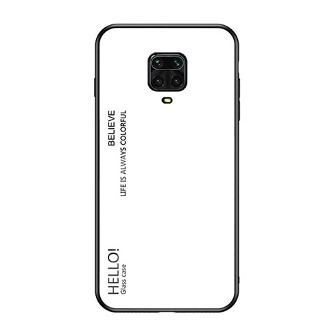 Custodia Silicone Specchio Laterale Sfumato Arcobaleno Cover LS1 per Xiaomi Redmi Note 9 Pro Bianco