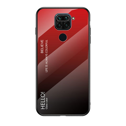 Custodia Silicone Specchio Laterale Sfumato Arcobaleno Cover LS1 per Xiaomi Redmi Note 9 Rosso