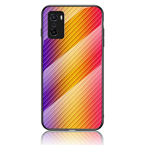 Custodia Silicone Specchio Laterale Sfumato Arcobaleno Cover LS2 per Oppo A55S 5G Arancione