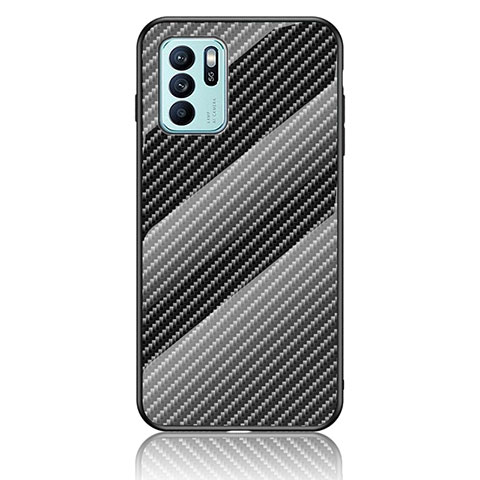 Custodia Silicone Specchio Laterale Sfumato Arcobaleno Cover LS2 per Oppo Reno6 Z 5G Nero