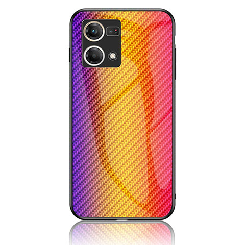 Custodia Silicone Specchio Laterale Sfumato Arcobaleno Cover LS2 per Oppo Reno8 4G Arancione