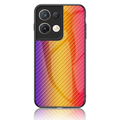 Custodia Silicone Specchio Laterale Sfumato Arcobaleno Cover LS2 per Oppo Reno8 Pro 5G Arancione