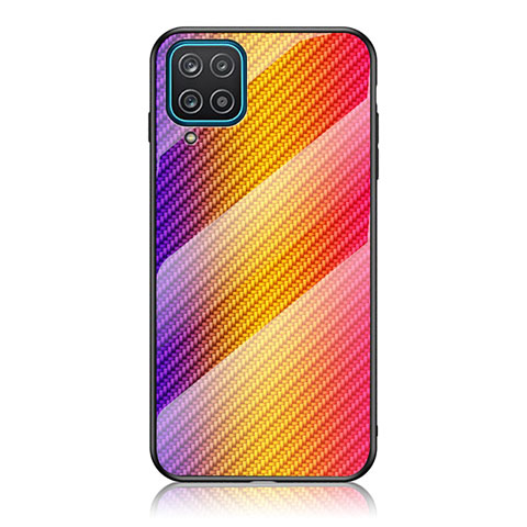 Custodia Silicone Specchio Laterale Sfumato Arcobaleno Cover LS2 per Samsung Galaxy A12 5G Arancione