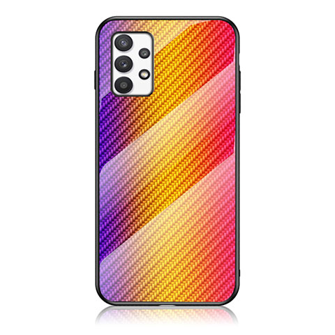 Custodia Silicone Specchio Laterale Sfumato Arcobaleno Cover LS2 per Samsung Galaxy A53 5G Arancione