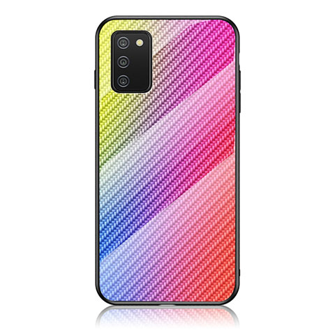 Custodia Silicone Specchio Laterale Sfumato Arcobaleno Cover LS2 per Samsung Galaxy M02s Rosa