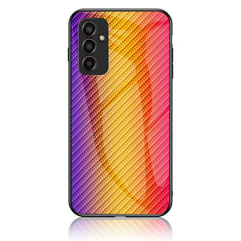 Custodia Silicone Specchio Laterale Sfumato Arcobaleno Cover LS2 per Samsung Galaxy M13 4G Arancione