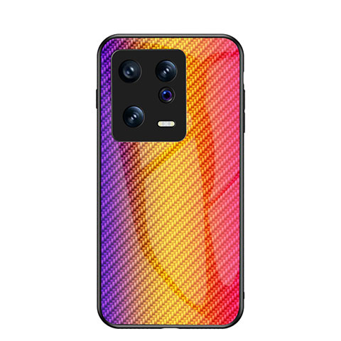 Custodia Silicone Specchio Laterale Sfumato Arcobaleno Cover LS2 per Xiaomi Mi 13 5G Arancione
