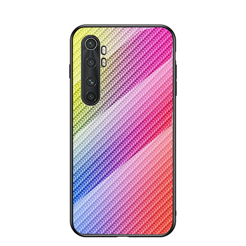 Custodia Silicone Specchio Laterale Sfumato Arcobaleno Cover LS2 per Xiaomi Mi Note 10 Lite Rosa