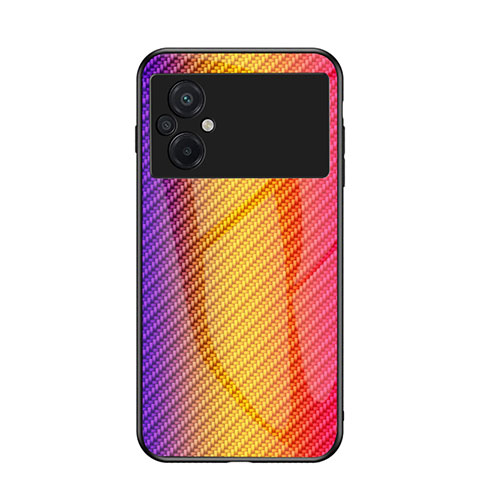 Custodia Silicone Specchio Laterale Sfumato Arcobaleno Cover LS2 per Xiaomi Poco M5 4G Arancione