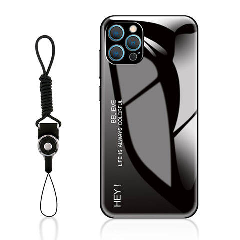 Custodia Silicone Specchio Laterale Sfumato Arcobaleno Cover M01 per Apple iPhone 13 Pro Max Nero