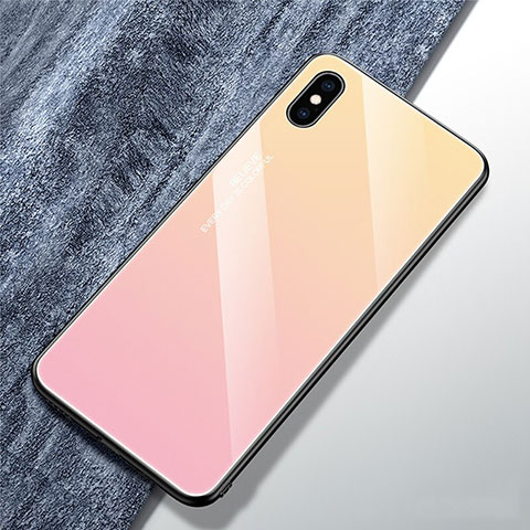 Custodia Silicone Specchio Laterale Sfumato Arcobaleno Cover M01 per Apple iPhone Xs Max Rosa