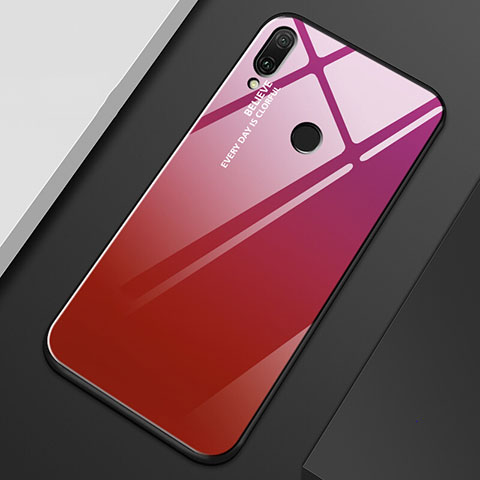 Custodia Silicone Specchio Laterale Sfumato Arcobaleno Cover M01 per Huawei Enjoy 9 Plus Rosso