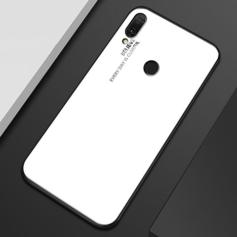 Custodia Silicone Specchio Laterale Sfumato Arcobaleno Cover M01 per Huawei Y9 (2019) Bianco