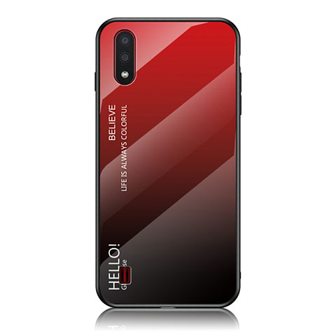Custodia Silicone Specchio Laterale Sfumato Arcobaleno Cover M01 per Samsung Galaxy A01 SM-A015 Rosso