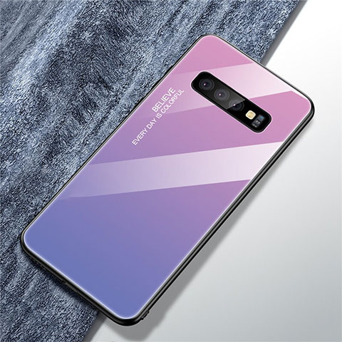 Custodia Silicone Specchio Laterale Sfumato Arcobaleno Cover M01 per Samsung Galaxy S10 5G Viola