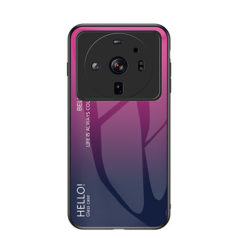 Custodia Silicone Specchio Laterale Sfumato Arcobaleno Cover M01 per Xiaomi Mi 12 Ultra 5G Rosa Caldo