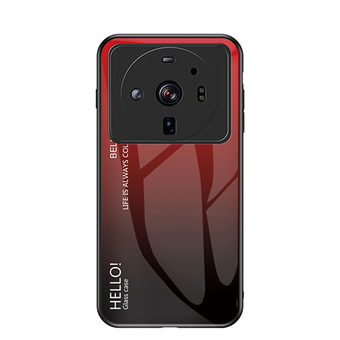 Custodia Silicone Specchio Laterale Sfumato Arcobaleno Cover M01 per Xiaomi Mi 12 Ultra 5G Rosso