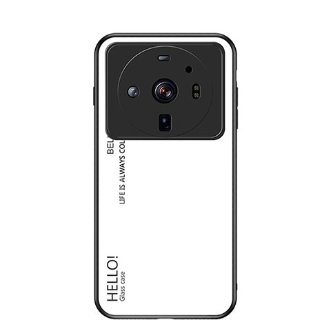 Custodia Silicone Specchio Laterale Sfumato Arcobaleno Cover M01 per Xiaomi Mi 12S Ultra 5G Bianco