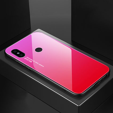 Custodia Silicone Specchio Laterale Sfumato Arcobaleno Cover M01 per Xiaomi Mi 6X Rosa Caldo