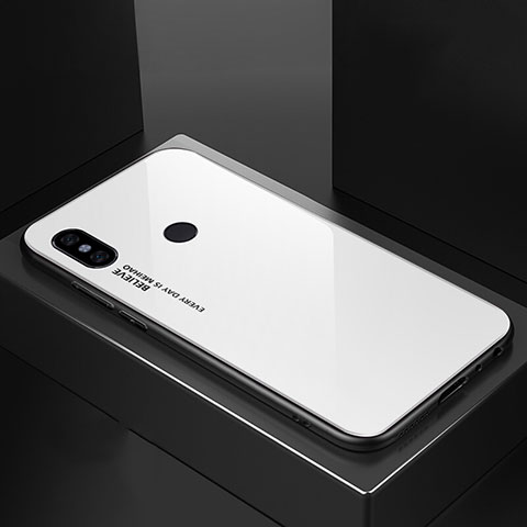 Custodia Silicone Specchio Laterale Sfumato Arcobaleno Cover M01 per Xiaomi Mi A2 Bianco