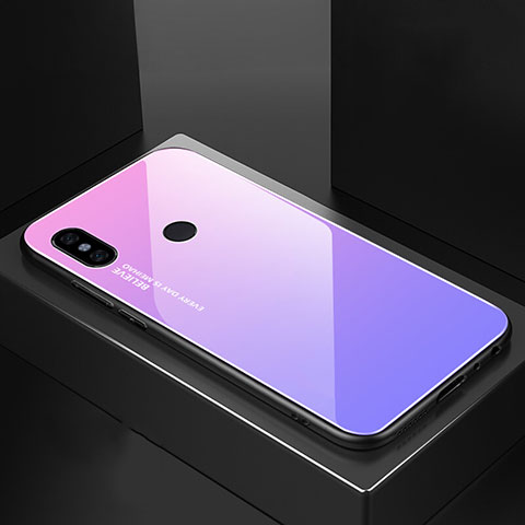 Custodia Silicone Specchio Laterale Sfumato Arcobaleno Cover M01 per Xiaomi Mi A2 Viola