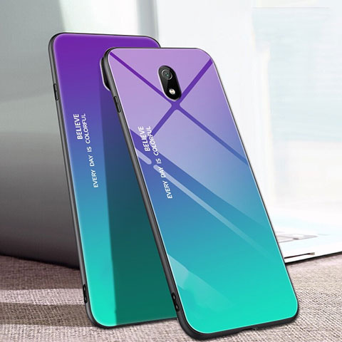 Custodia Silicone Specchio Laterale Sfumato Arcobaleno Cover M01 per Xiaomi Redmi 8A Verde