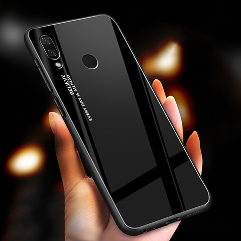 Custodia Silicone Specchio Laterale Sfumato Arcobaleno Cover M01 per Xiaomi Redmi Note 7 Pro Nero