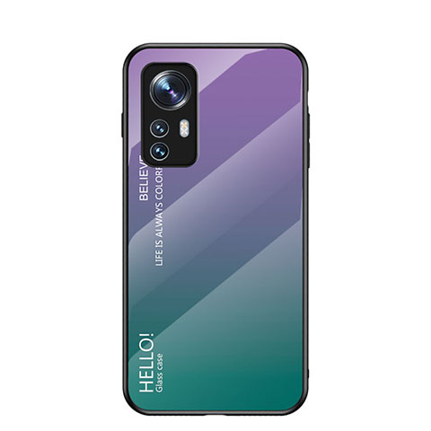 Custodia Silicone Specchio Laterale Sfumato Arcobaleno Cover M02 per Xiaomi Mi 12 Pro 5G Multicolore