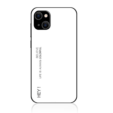 Custodia Silicone Specchio Laterale Sfumato Arcobaleno Cover per Apple iPhone 14 Bianco