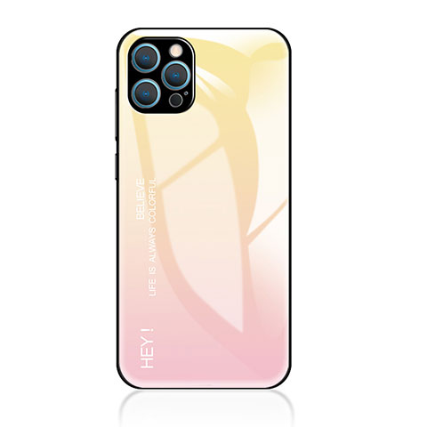 Custodia Silicone Specchio Laterale Sfumato Arcobaleno Cover per Apple iPhone 14 Pro Giallo