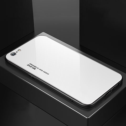 Custodia Silicone Specchio Laterale Sfumato Arcobaleno Cover per Apple iPhone 6 Bianco