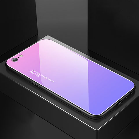 Custodia Silicone Specchio Laterale Sfumato Arcobaleno Cover per Apple iPhone 6S Viola