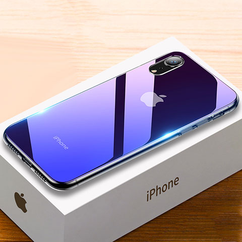 Custodia Silicone Specchio Laterale Sfumato Arcobaleno Cover per Apple iPhone XR Viola