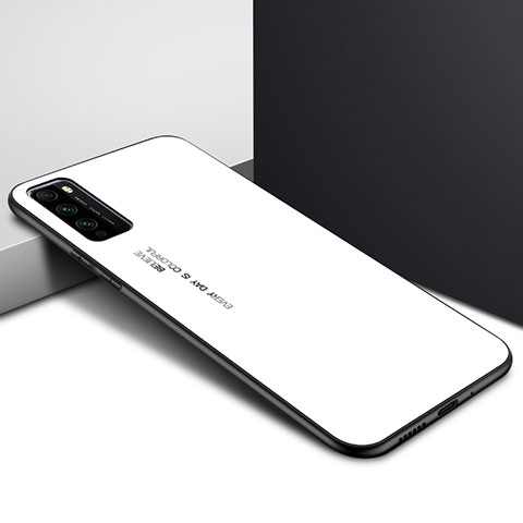 Custodia Silicone Specchio Laterale Sfumato Arcobaleno Cover per Huawei Enjoy 20 Pro 5G Bianco