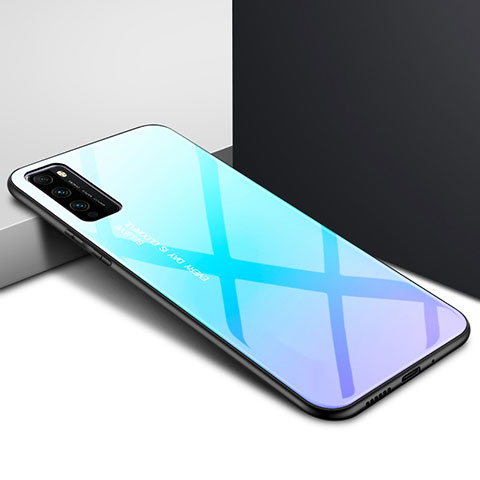 Custodia Silicone Specchio Laterale Sfumato Arcobaleno Cover per Huawei Enjoy 20 Pro 5G Cielo Blu