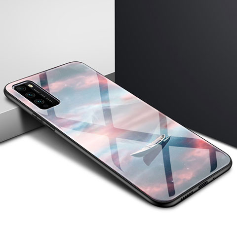 Custodia Silicone Specchio Laterale Sfumato Arcobaleno Cover per Huawei Enjoy 20 Pro 5G Marrone