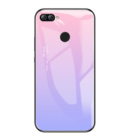 Custodia Silicone Specchio Laterale Sfumato Arcobaleno Cover per Huawei Enjoy 7S Viola