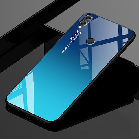 Custodia Silicone Specchio Laterale Sfumato Arcobaleno Cover per Huawei Enjoy Max Blu