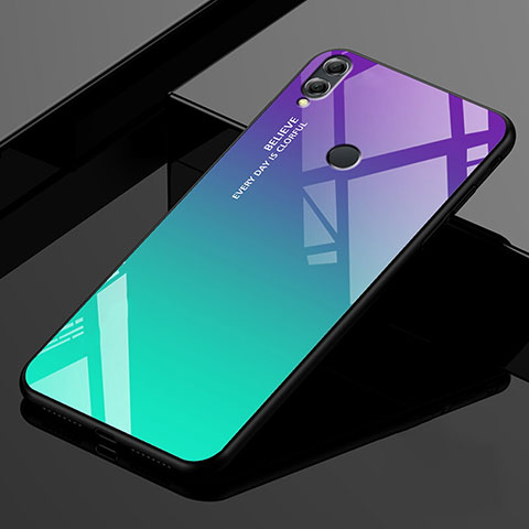 Custodia Silicone Specchio Laterale Sfumato Arcobaleno Cover per Huawei Enjoy Max Verde