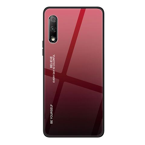 Custodia Silicone Specchio Laterale Sfumato Arcobaleno Cover per Huawei Honor 9X Rosso
