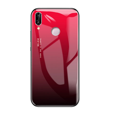 Custodia Silicone Specchio Laterale Sfumato Arcobaleno Cover per Huawei Honor Play Rosso