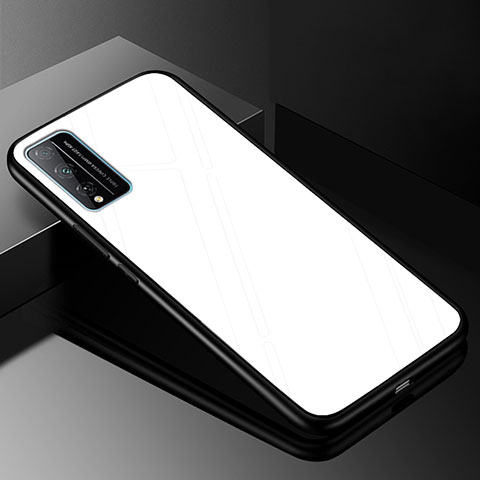 Custodia Silicone Specchio Laterale Sfumato Arcobaleno Cover per Huawei Honor Play4T Pro Bianco