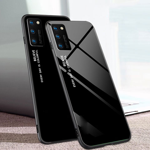 Custodia Silicone Specchio Laterale Sfumato Arcobaleno Cover per Huawei Honor V30 Pro 5G Nero