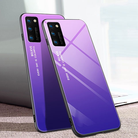 Custodia Silicone Specchio Laterale Sfumato Arcobaleno Cover per Huawei Honor View 30 Pro 5G Viola